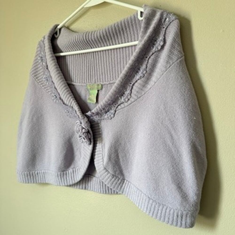 Vintage Knit Capelet Womens MEDIUM Sequin Lace Boho Cottagecore Retro Wedding - Picture 3 of 8